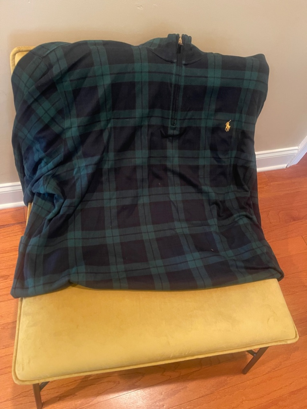 Polo by Ralph Lauren Green and Black Plaid Half-Zip Sweater